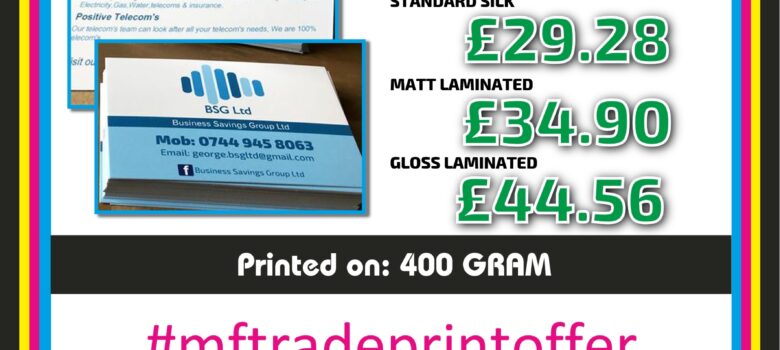 1,000 printed business cards double sided full colour offer