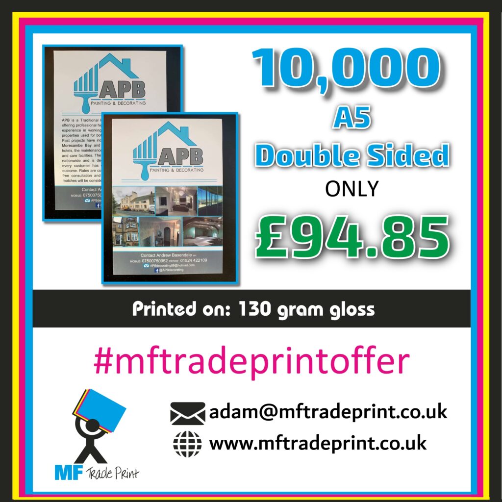 10,000 A5 double sided full colour flyers