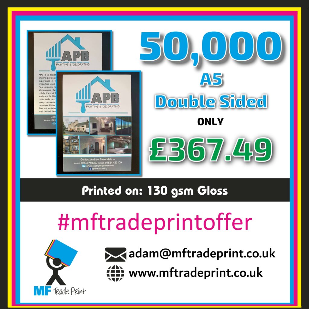 50,000 A5 double sided full colour flyers