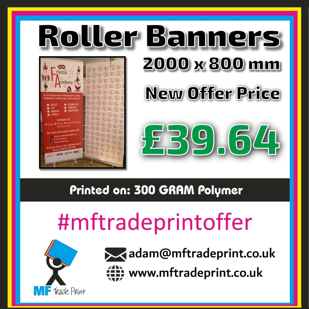 full colour printed roller banners low price bargain