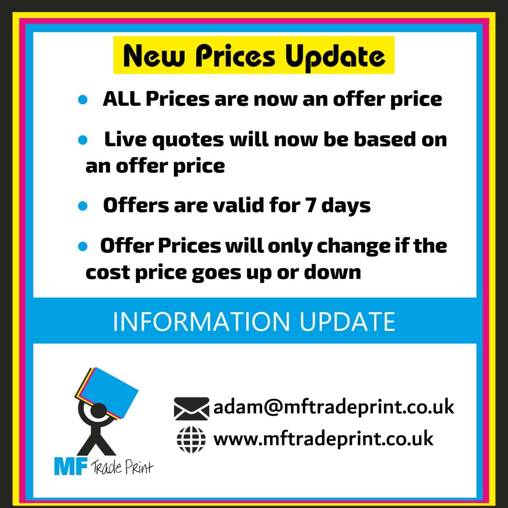 information update on offer prices