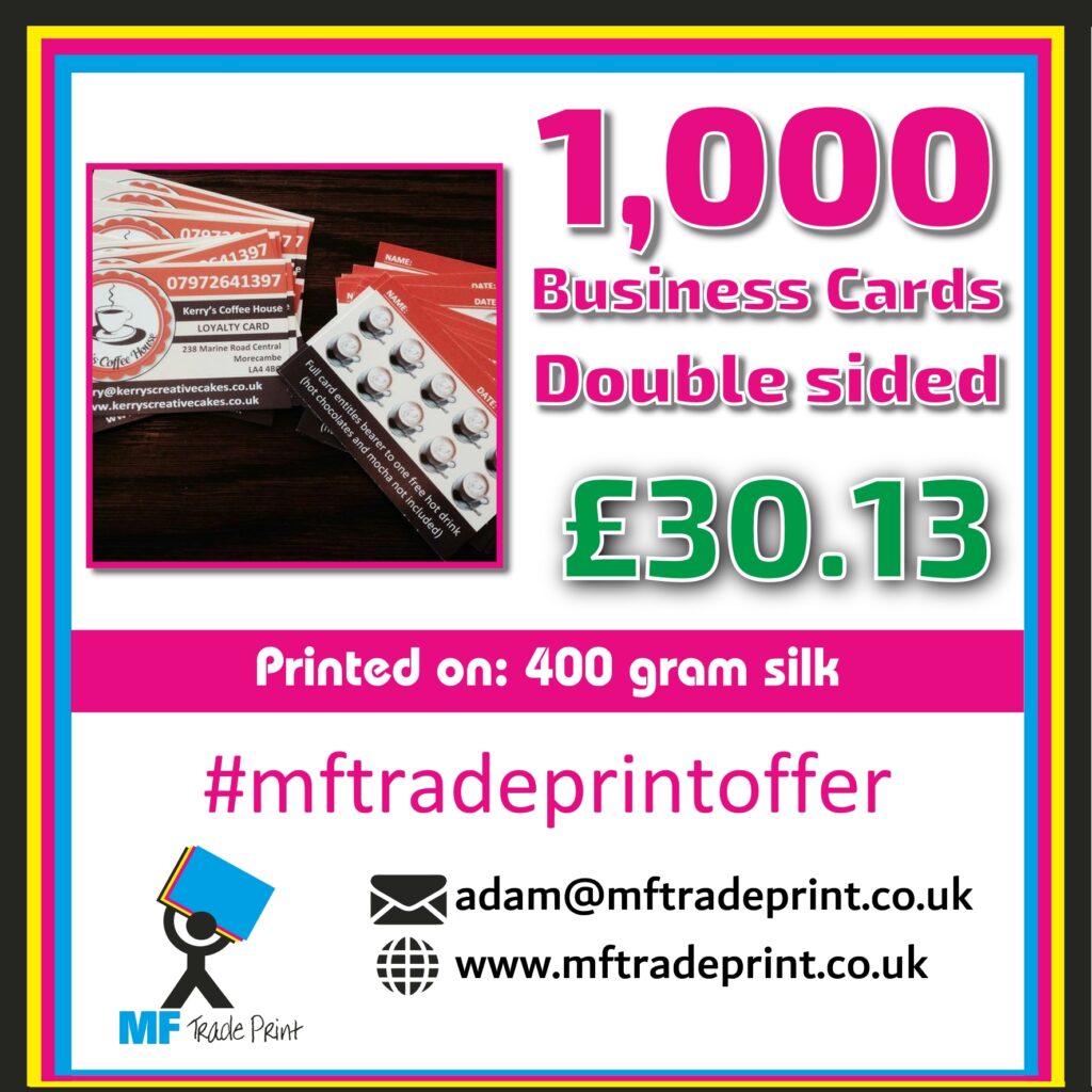 1,000 Business cards double sided 400 gram