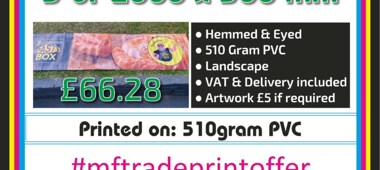 2000 x 500 mm PVC banners full colour bulk bargain price