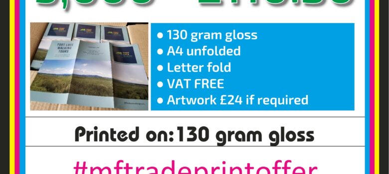 A4 tri fold flyers menus low cost full colour trade print