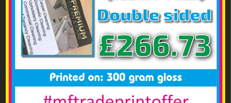 A7 Drop card flyers 300 gram card full colour