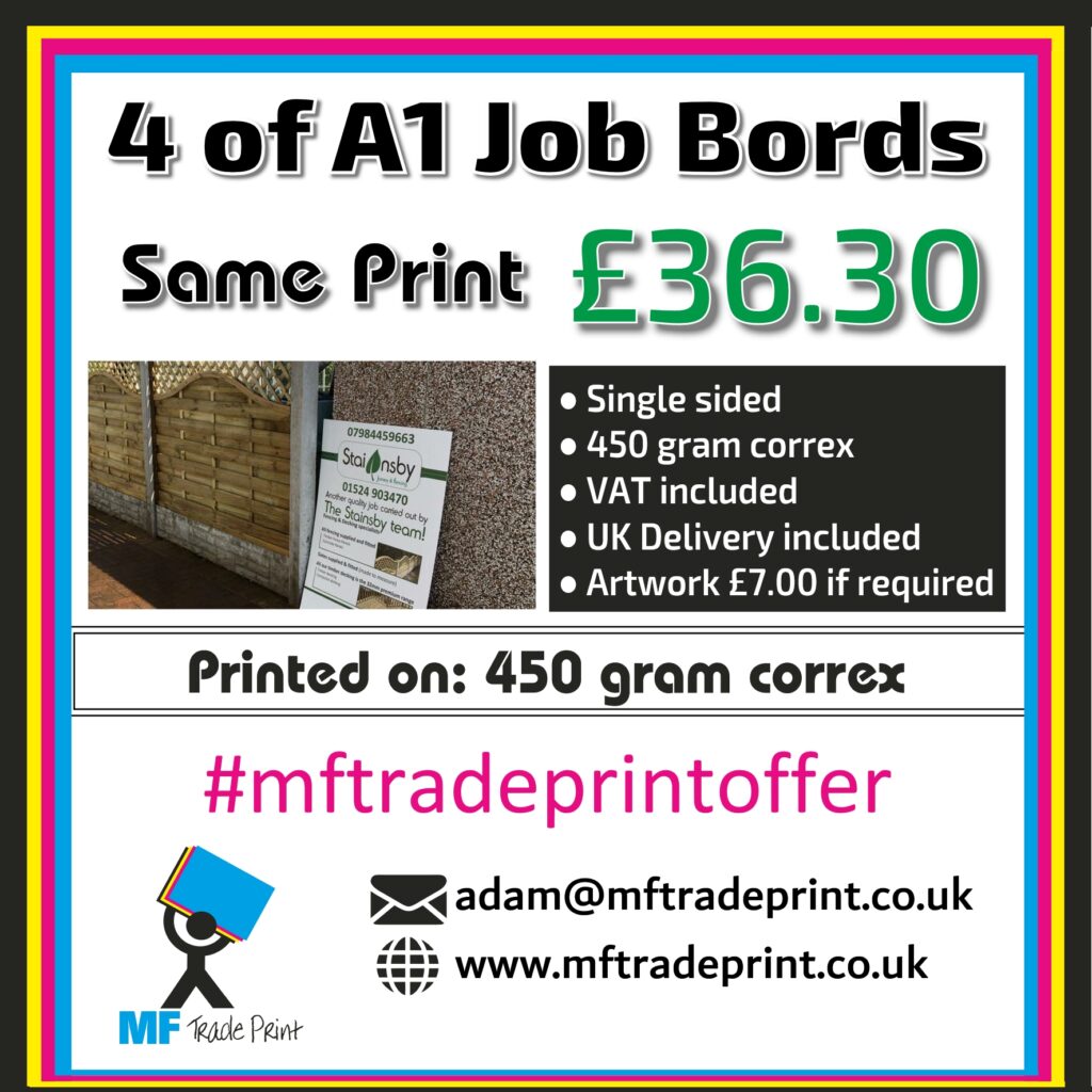 4 of A1 job boards printed full colour