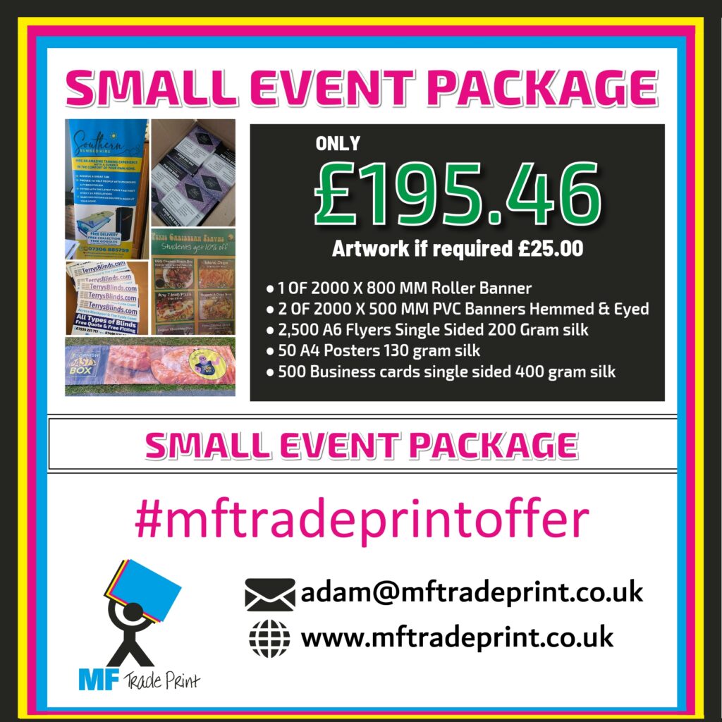 small event package cheap as chips full colour print