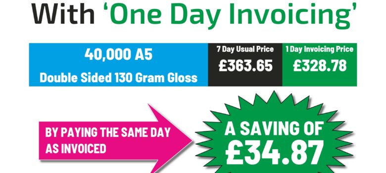 40,000 A5 Latest quote one day invoicing