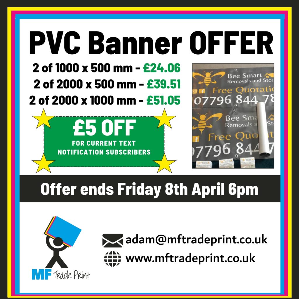 PVC Banner offer text notification subscribers