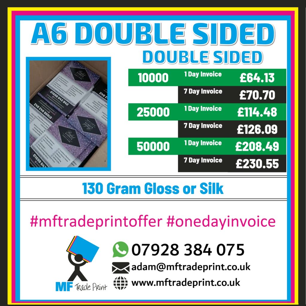 a6 double sided flyers low cost full colour print