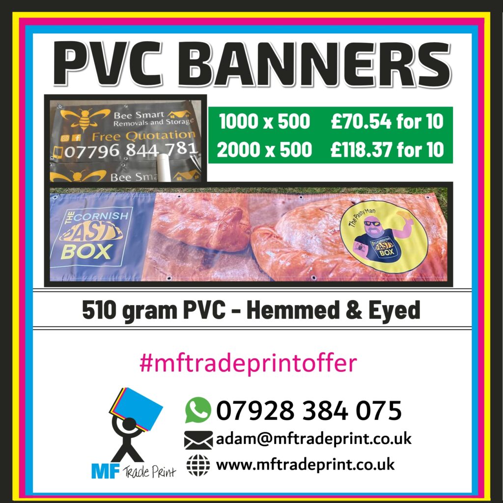PVC banners hemmed and eyed full colour bargai nprices Dumfries Sanquhar printing