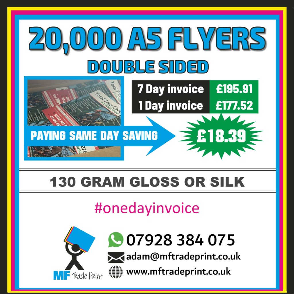 20,000 A5 FLYERS DOUBLE SIDED PRINT FULL COLOUR