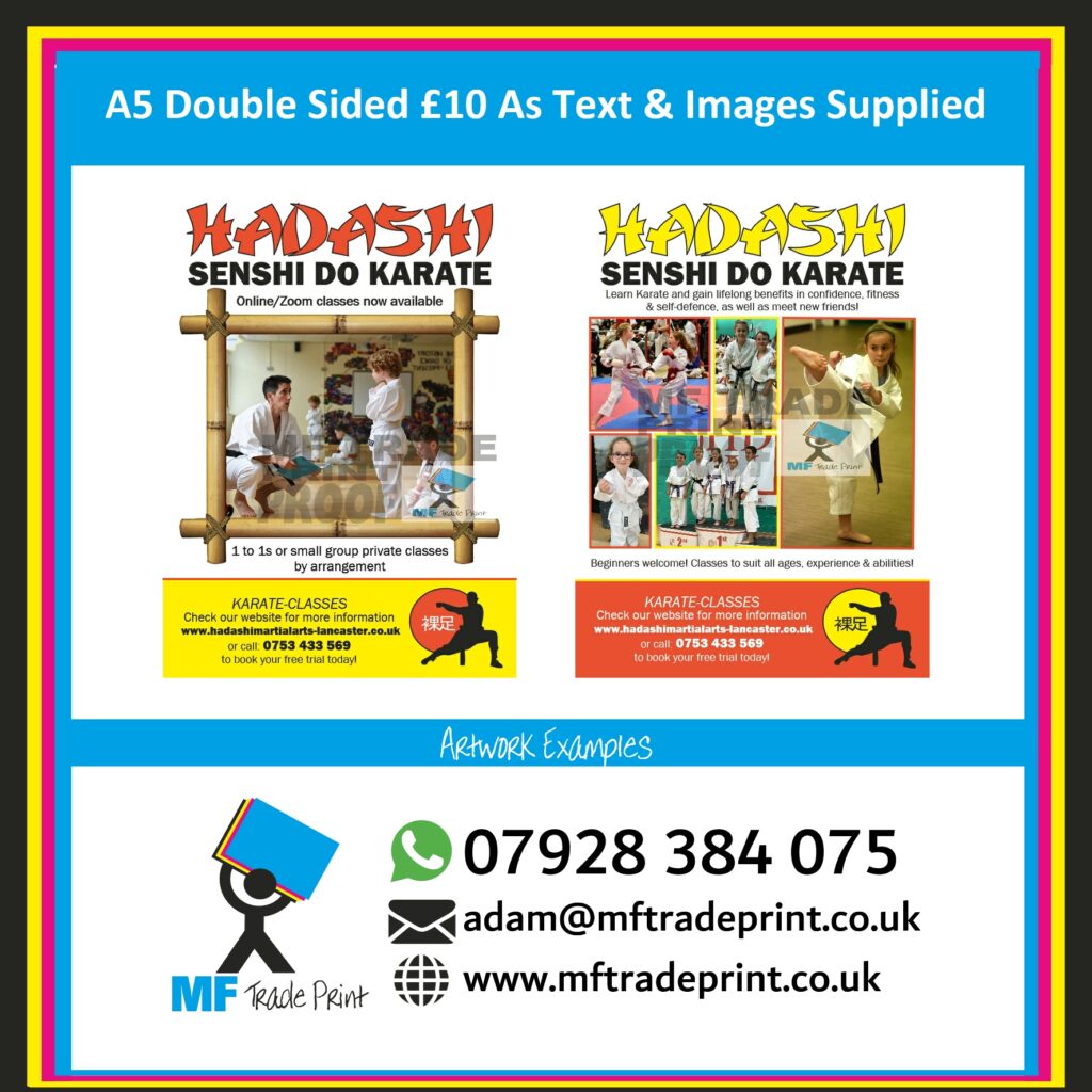 artwork A5 flyer examples hadashi martial arts