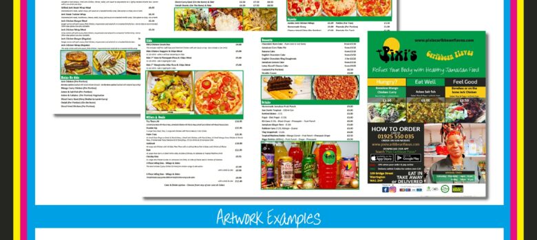 artwork folded flyer menu examples pixis Caribbean flavas