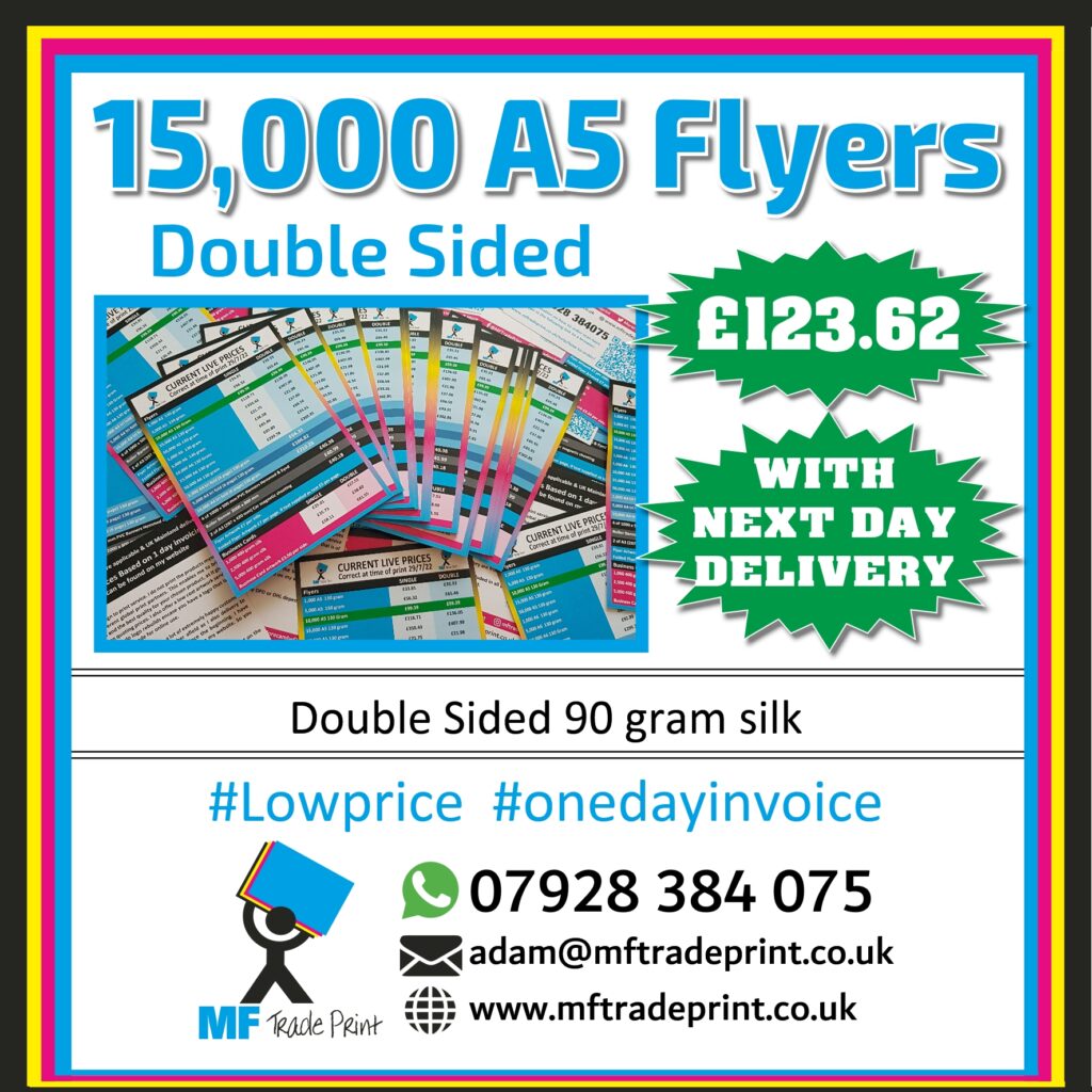15000 A5 double sided budget flyers cheap as chips