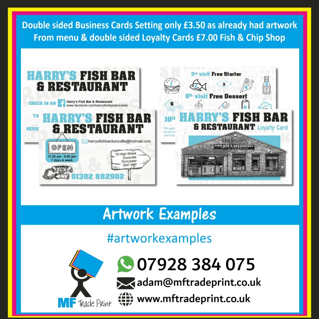 harrys fish and chips takeaway doncaster cards artwork