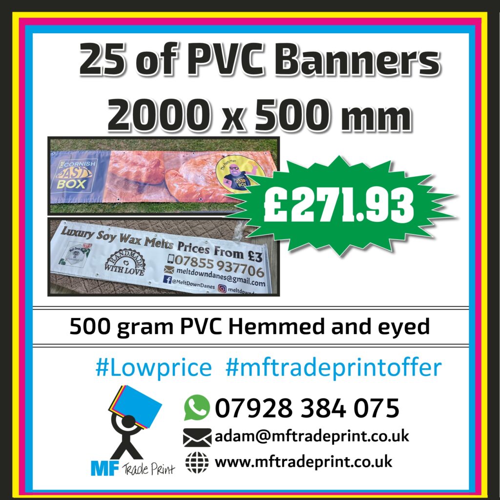 25 pvc banners bargain price top quality