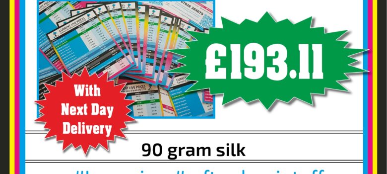 50,000 A6 double sided flyers 90 gram silk with next day delivery