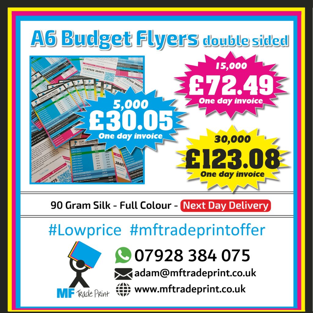 a6 double sided budget flyers for post office use