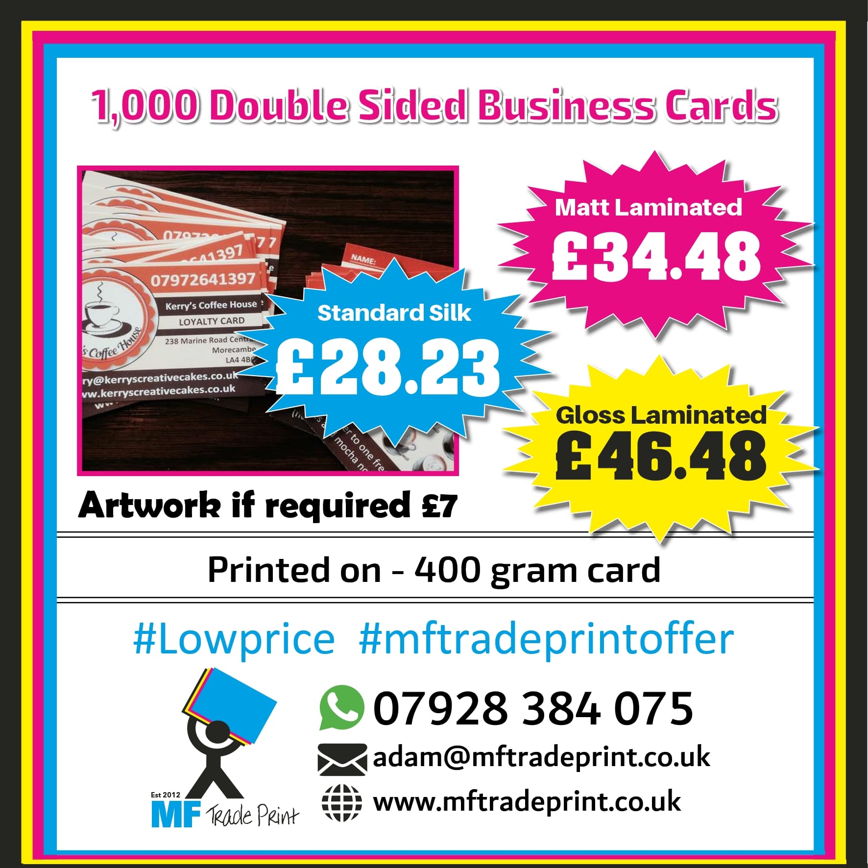 1,000 Double Sided Business Cards | MF Trade Print - Scotland - England