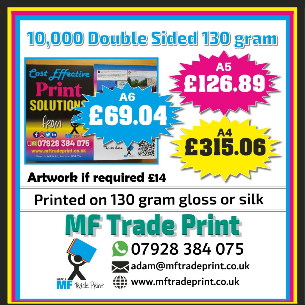 10,000 flyers double sided A6 A5 A4