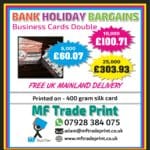 bank holiday bargain 400 gram business cards double