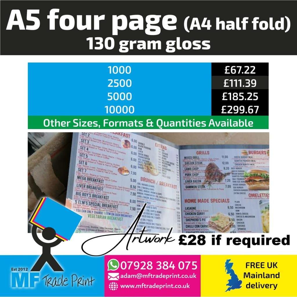 A4 half fold leaflets