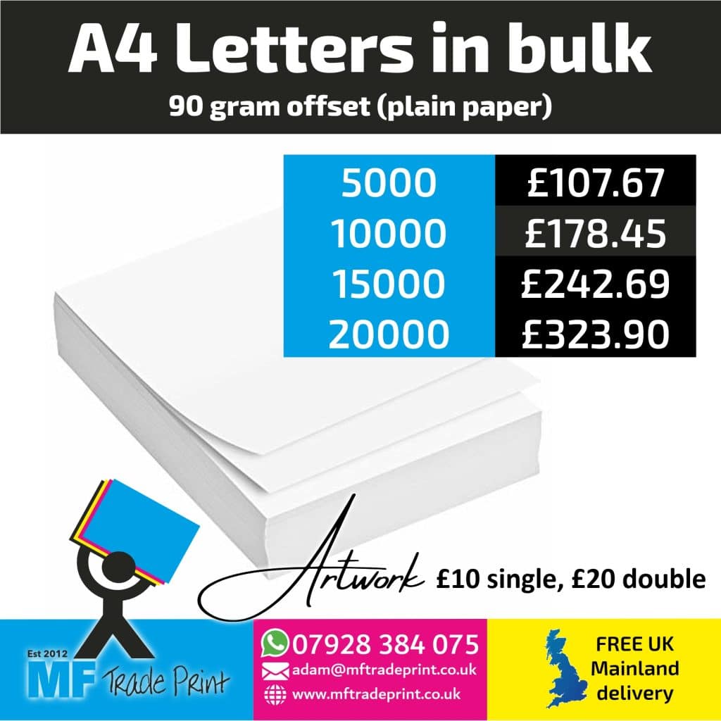 A4 printed letters in bulk