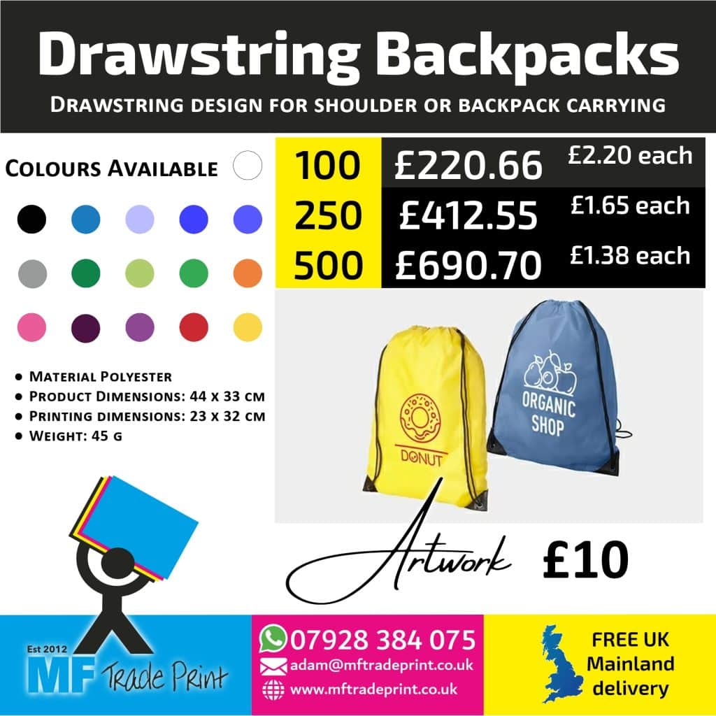 Printed Drawstring Backpacks Polyester