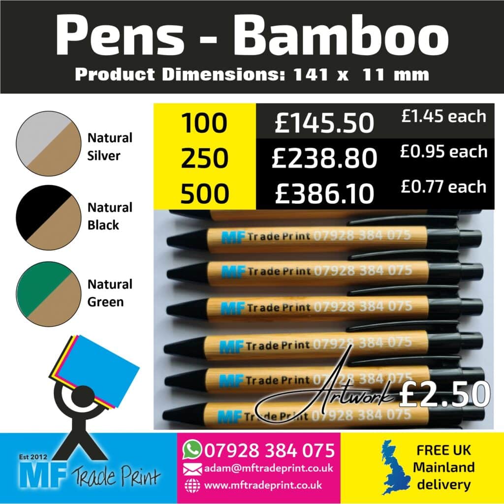 MF Trade Print Bamboo Pens