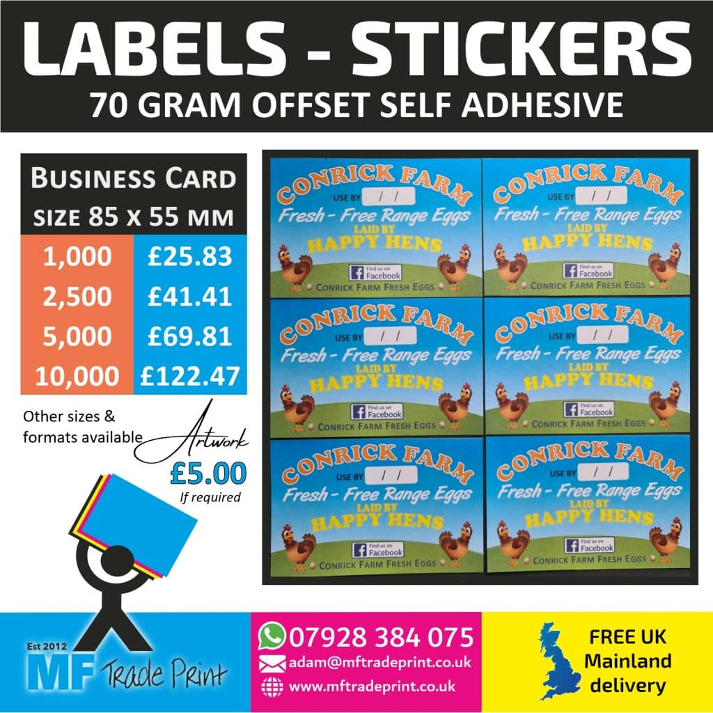 labels stickers 70 gram offset
