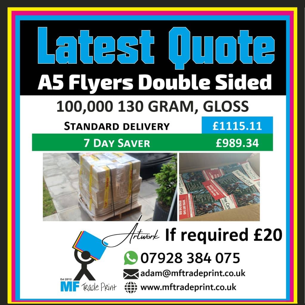 latest flyer leaflet quote 100,000 Flyers A5