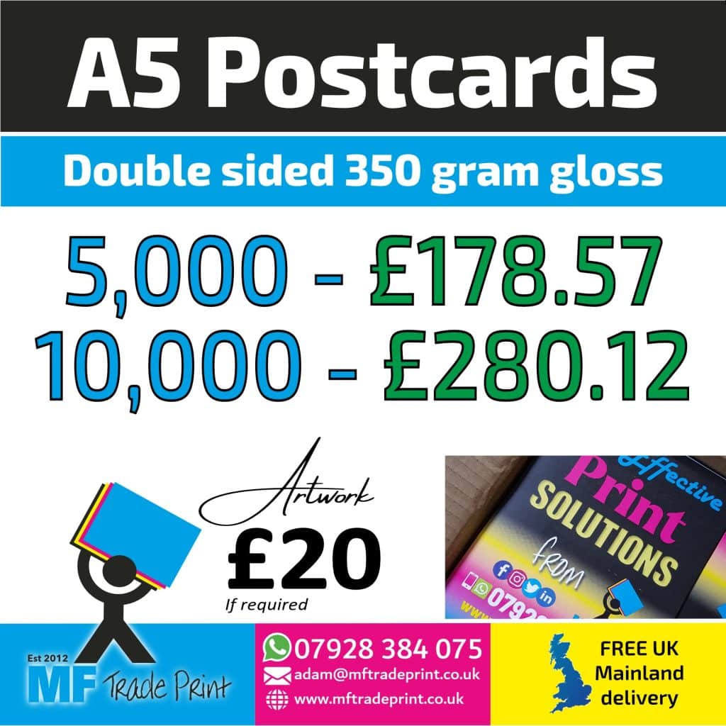 A5 postcards double sided Bargain price