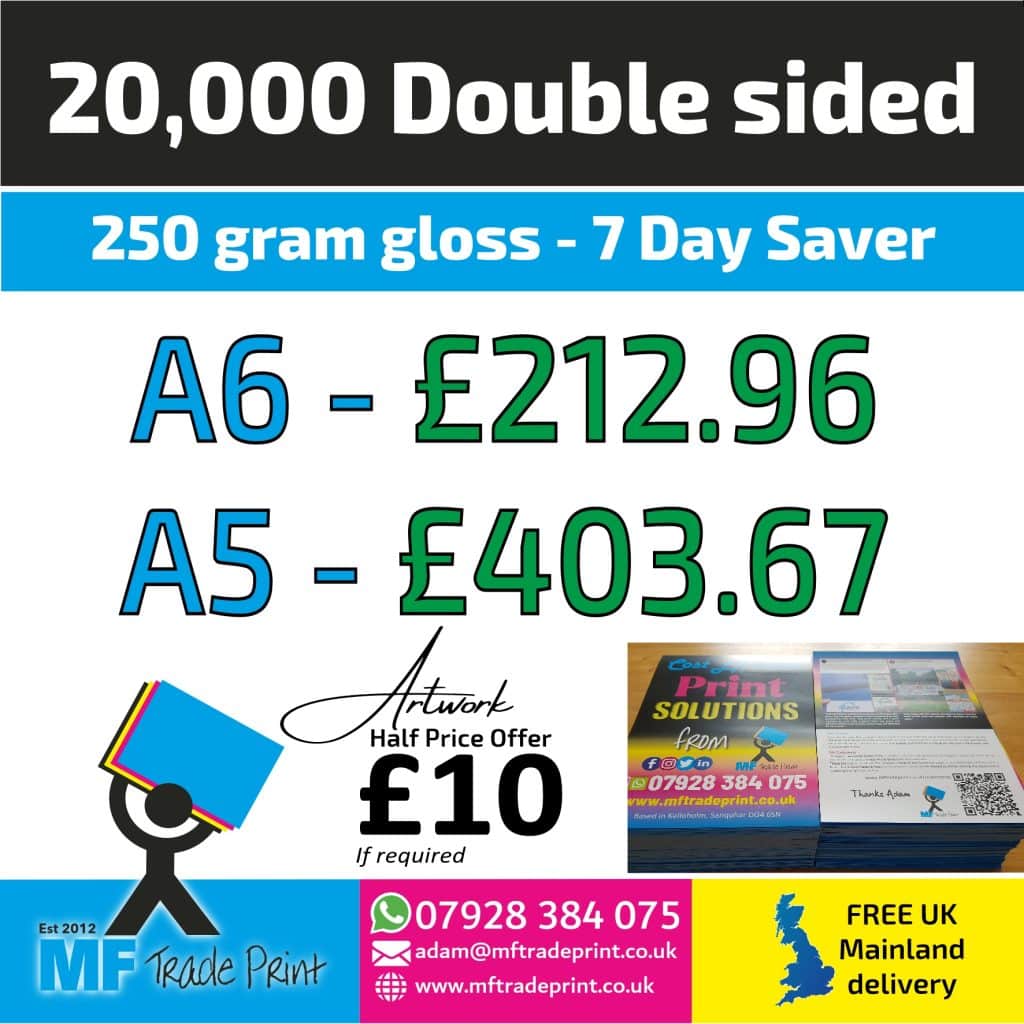 A6 and A5 250 gram flyers Bargain prices