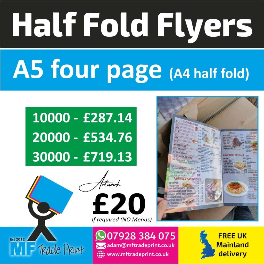 A4 half fold flyers budget