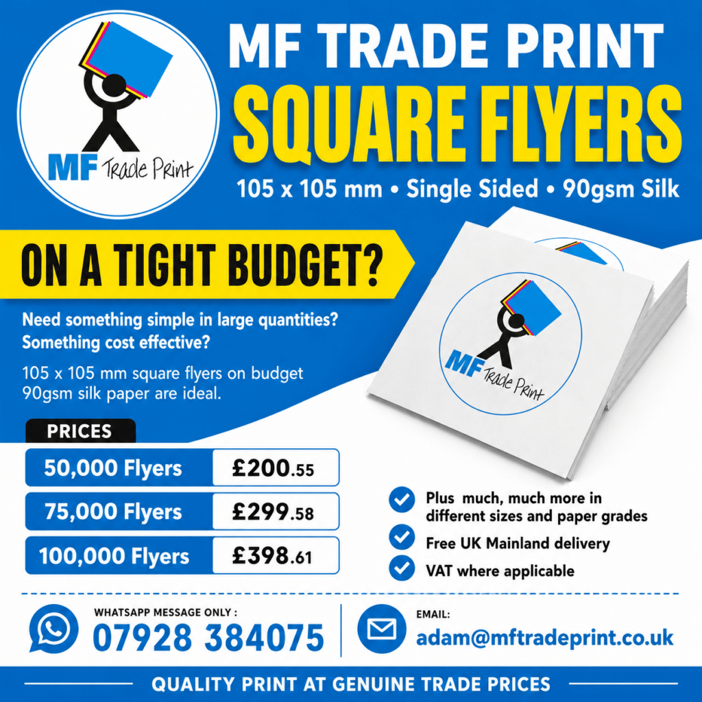 Square flyers budget bulk buy at trade prices