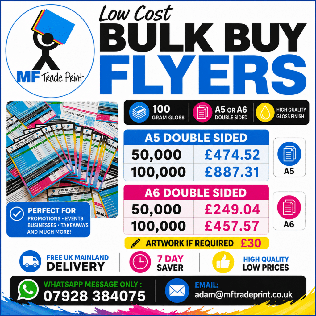 low cost bulk buy flyers A5 and A6