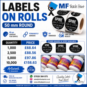 Labels on rolls permanently Adhesive
