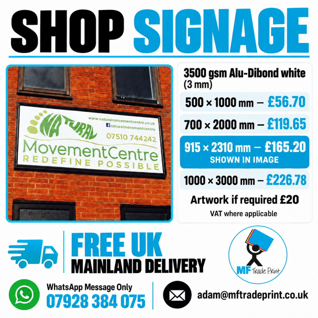 Shop Signage Alu-dibond white
